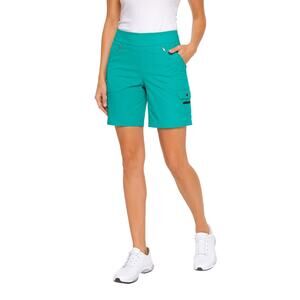 Jamie Sadock Women's 4 Golf Shorts Aqua Green 9" Inseam Zip Pockets